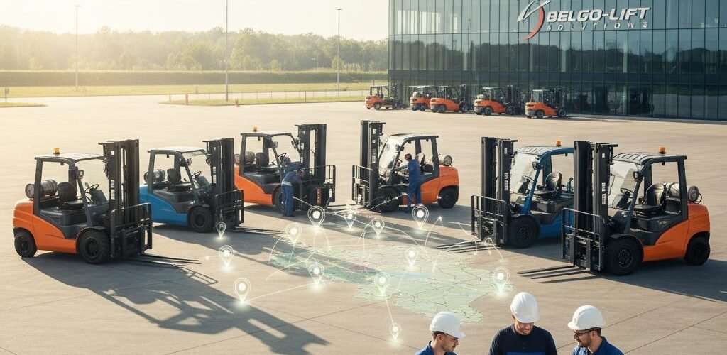 Welke heftruckleverancier heeft techniekers verspreid over heel België?